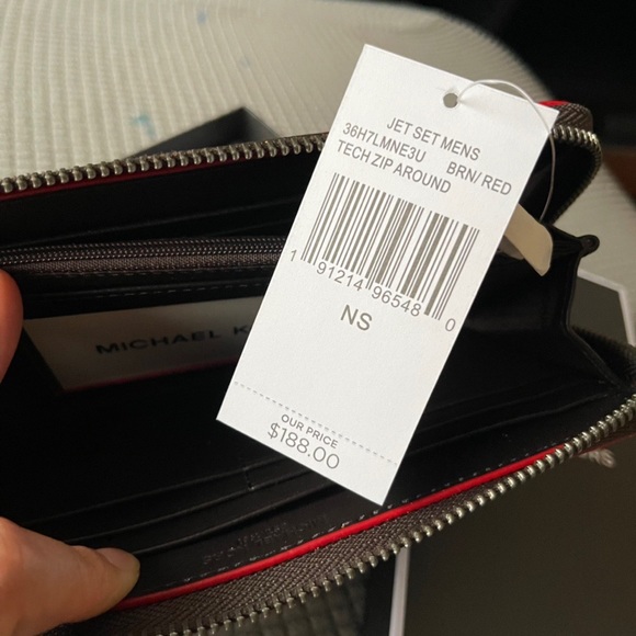 Michael Kors Jet Set Mens Brown/Ren Monogram Tech Zip Around Long Wallet - Picture 5 of 5